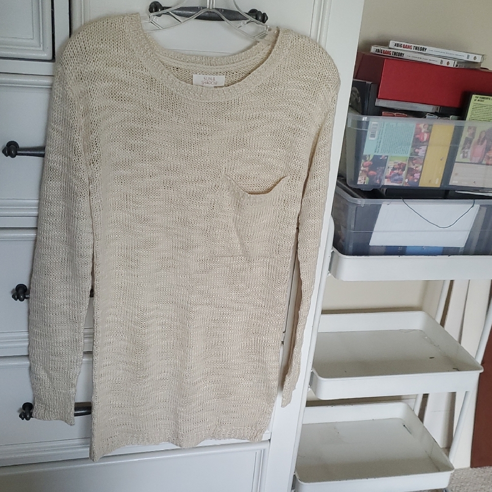 Sun & Shadow Light Beige Crew Neck Sweater